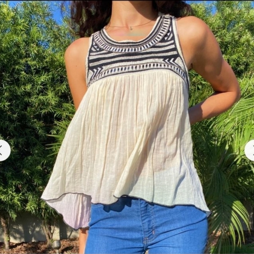 Women Size Small Crinkle Rayon Sleeveless Beige Sequin Top Racerback Shirt Tank